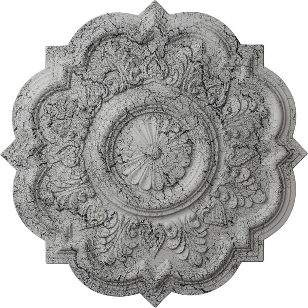 Ekena Millwork Deria Ceiling Medallion (Fits Canopies up to 6"), 20 1/4"OD x 1 1/2"P, Ultra Pure White Crackle CM20DRUWC - main